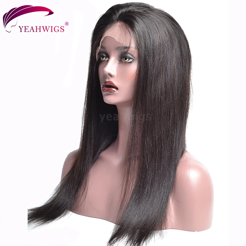 Yeahwigs Yaki прямой 360 синтетический парик Remy 150% плотность 360 светлый Yaki прямой парик