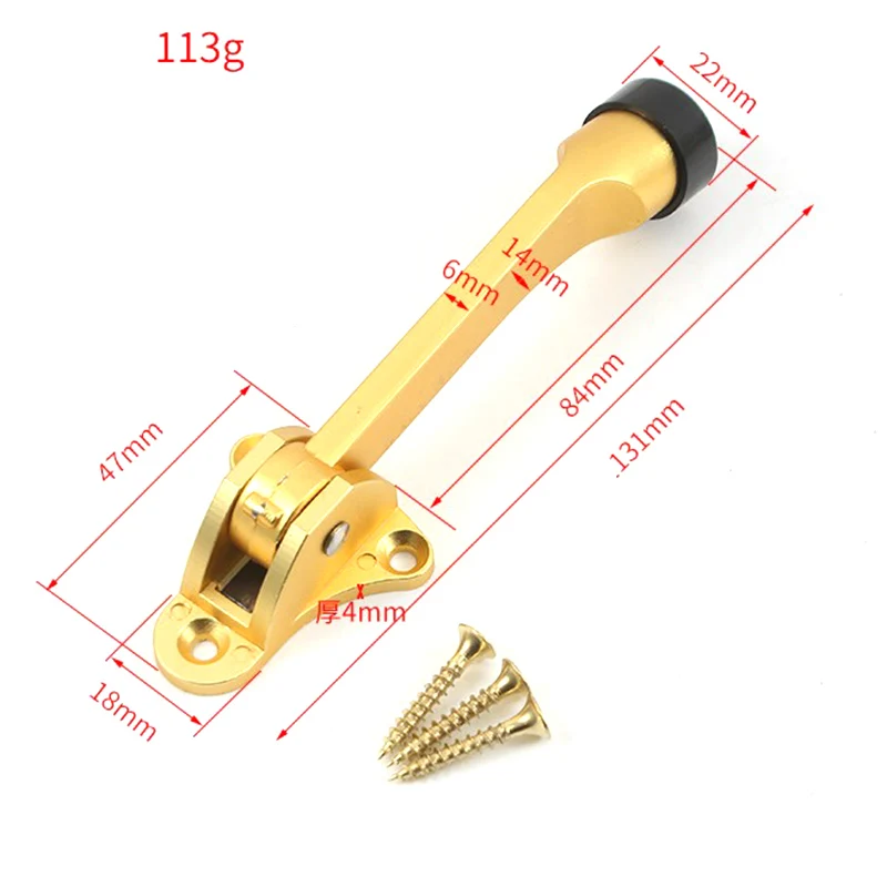 

Metal Door Stopper Pedal Height-Adjustable Door Block Door Stopper Hinge Metal Kickdown Door Kickstand With Non-Slip Rubber Tip