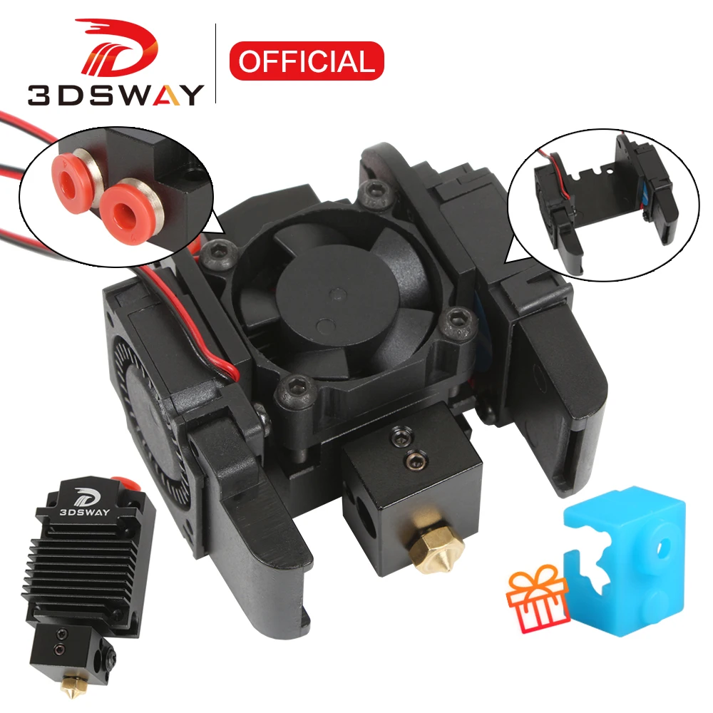 3DSWAY 2 in 1 out Dual Extruder Hotend Switch Color Bowen Multi-extrusion J-head Cooling Fan Bracket Kit 3D Pritnter Accessories loading=lazy