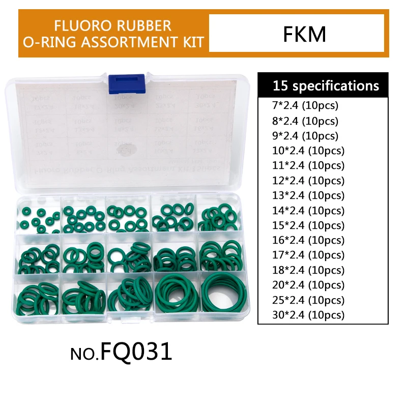 Sealing O-rings Fluorine Rubber FKM OD 6mm-35mm CS 1mm 1.5mm 1.9mm 2.4mm 3.1mm Gasket Replacements Kits 15 Sizes 150PCS FQ031 | Спорт и