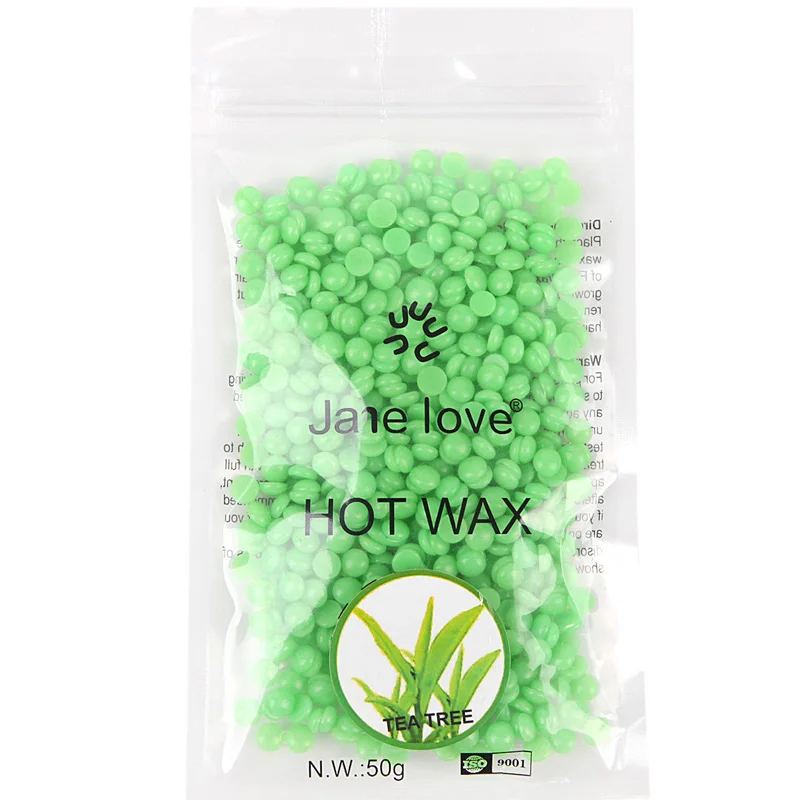 LightGreen Хит, 50 г, восковые бобы, без полосок, для депиляции, горячая пленка, твердый воск, гранулы, для восковой эпиляции, бикини, для лица, для удаления волос, Bean cera для женщин и мужчин - Цвет: LightGreen