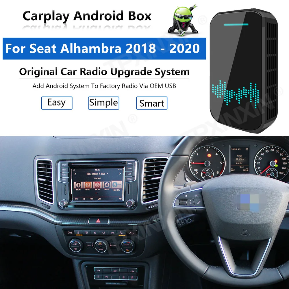 

Radio Upgrade Carplay Android Auto Audio For Seat Alhambra 2018-2020 Apple Wireless AI Box Car Multimedia Player GPS Navi