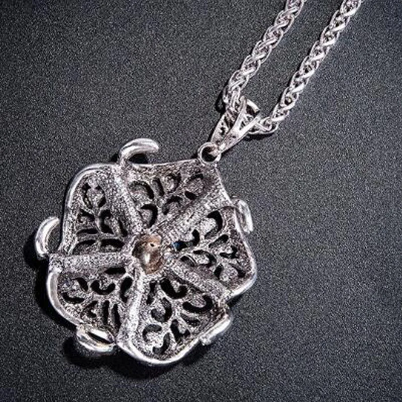 Винтажное длинное ожерелье с подвеской в виде цветка модное ажурной цепочкой на