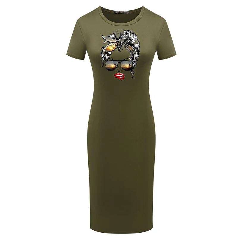 

Dress Summer Women O Neck Bodycon Fashion Girls Print Mini Fitted Casual Short Sleeve Party Pencil Dresses Femme Robe