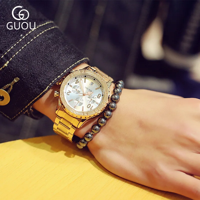 2021 New Big Dial Luxury Brand Gold Watch Men Stainless Steel Date Men's WristWatch Women Top Male Clock For relogio masculino enlarge