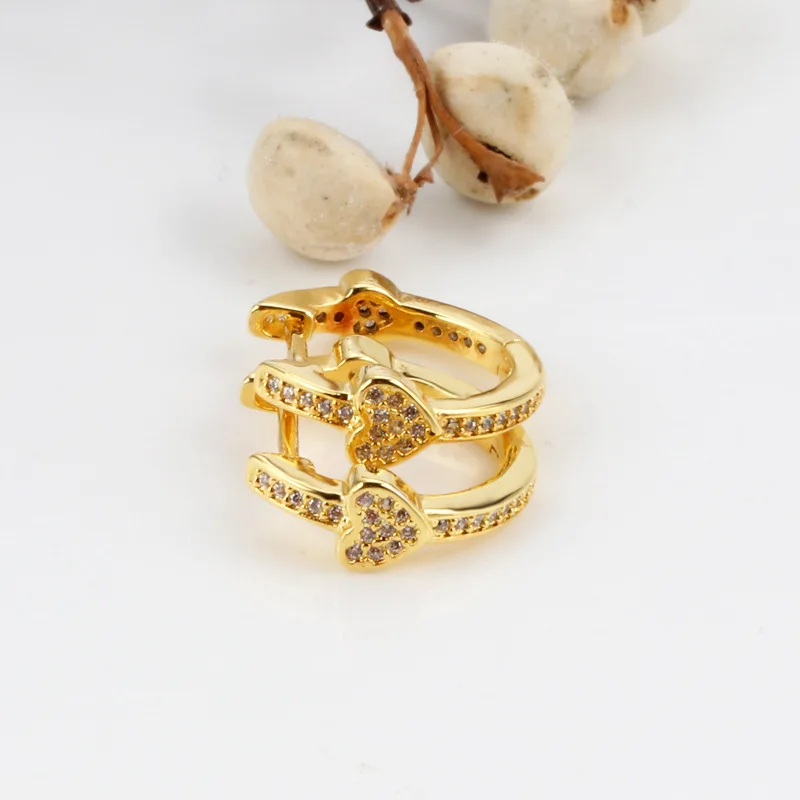 

Genuine 925 Sterling Silver Earring Gold Alluring Hearts With Crystal fashion Earring For Women Wedding Gift fashion Jewelry