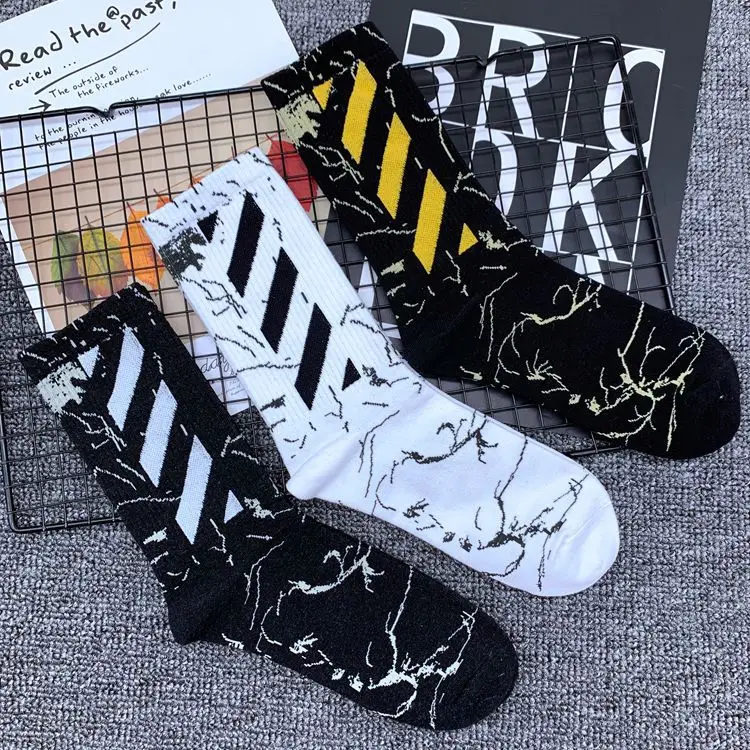 Хлопковые носки средней длины для взрослых с перекрестными полосками в полоску