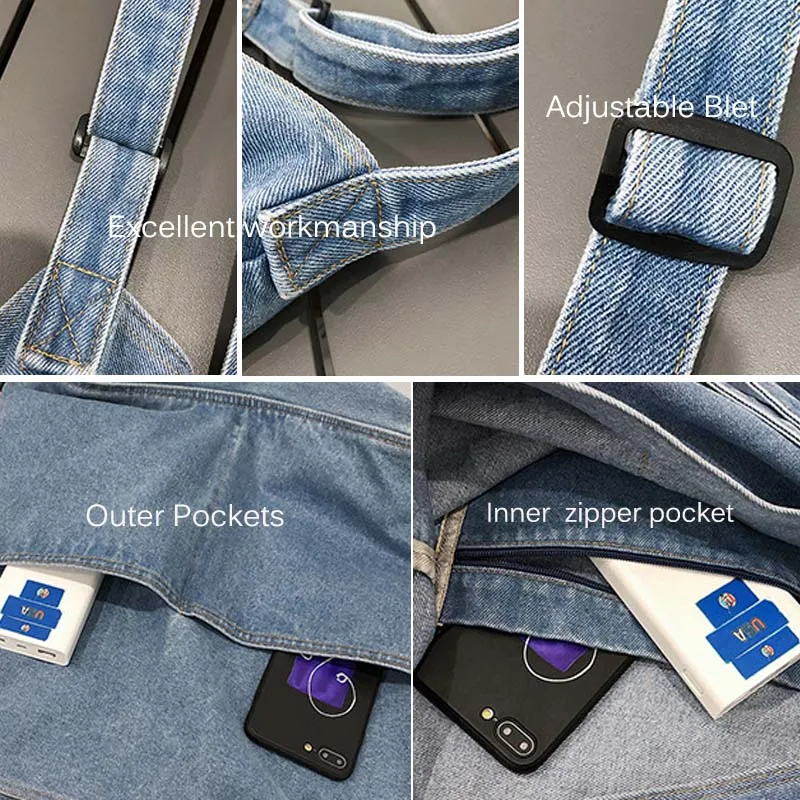 Женские джинсовые сумочки через плечо Wahyah повседневные школьные клатчи в