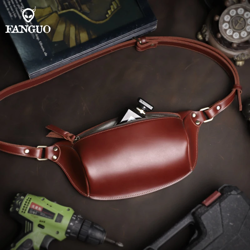 vender Multifunction Ozuko Mochila Para Homens E Homens De Couro Artesanal Bolsa De Ombro Moda Tão Legal Peito Saco Para Viagem Curta