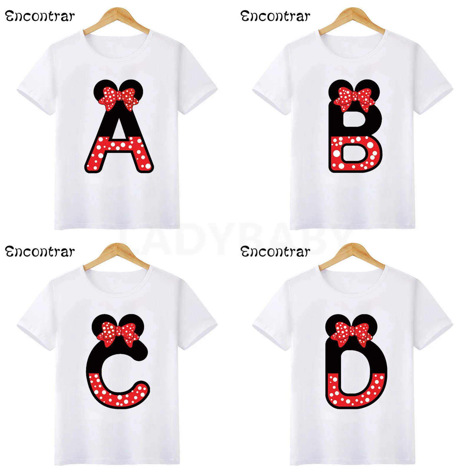 Baby Girls Cute Mouse 26 Letters Print T shirt Cartoon Funny Kids T-shirts Boys Clothes Children Summer Tops,HKP2463