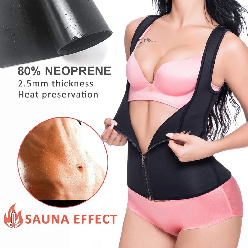 Неопреновый корсет для коррекции талии майка сауны на молнии похудения