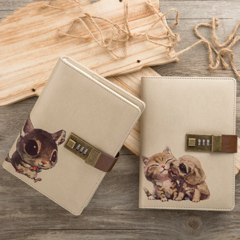 B6 милый блокнот записная книжка секретный дневник из искусственной кожи с замком