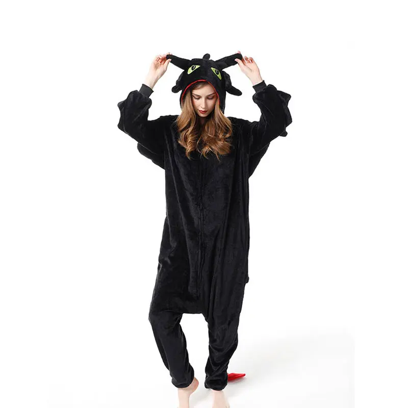 

How to Train Your Dragon Onesies Toothless Pajamas Anime Kigurumi Winter Flannel Animal Cosplay Costumes Sleepwear Jumpsuit