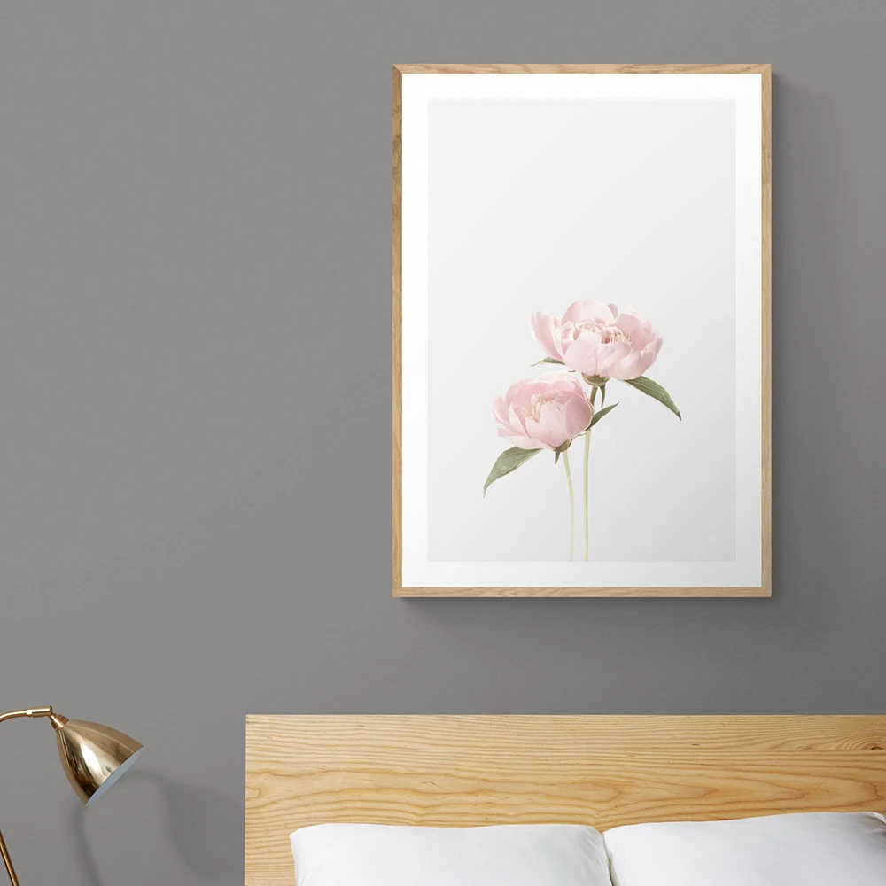 

Pink Peony Flower Eucalyptus Leaf Canvas Painting Nordic Minimalist Poster and Print Wall Art Picture for Living Room Home Decor