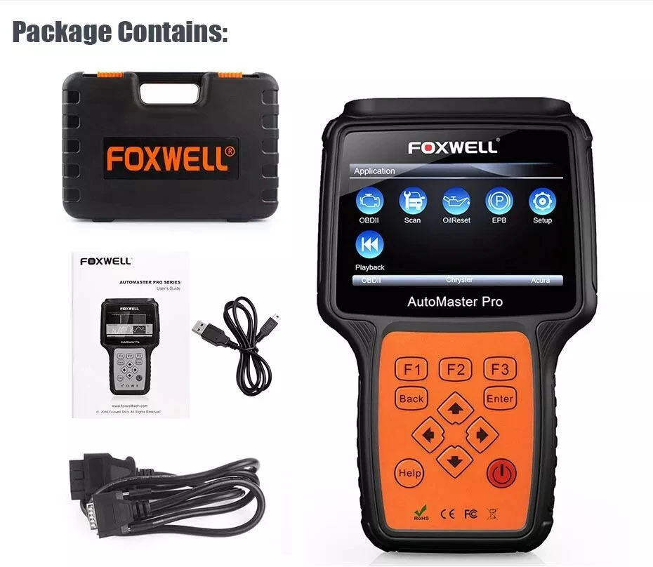 FOXWELL NT614 OBD2 сканер двигателя ABS подушки безопасности srs считыватель кодов передачи