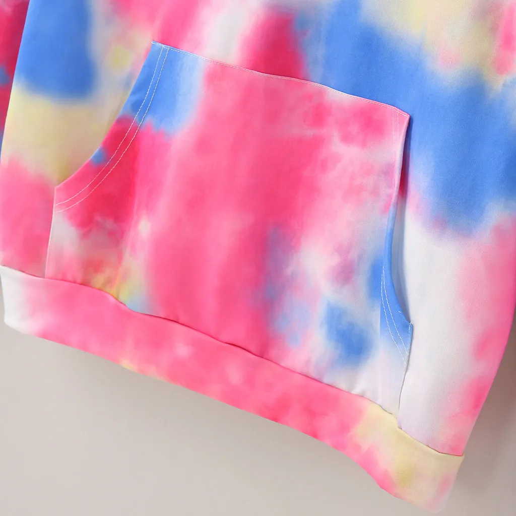 Women Tie-dye Causal Pullover Long Sleeve Round Neck Sweatshirt Top Blouse Для Женщин Sweetshirts Худи Толстовка Hoodies #SRN