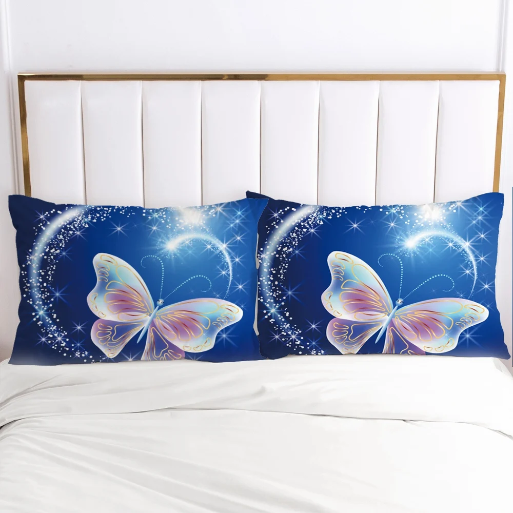 

2PCS Pillowcase 45x45/70x70/80x80/50x75/65x65,3D HD Pillow Case Custom,Decorative Pillow Cover Bedding Blue Butterfly,drop ship