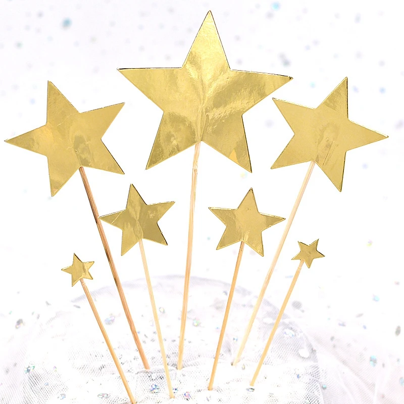 Набор из 7 карт с пятиконечными звездами красивое украшение для торта подарки на