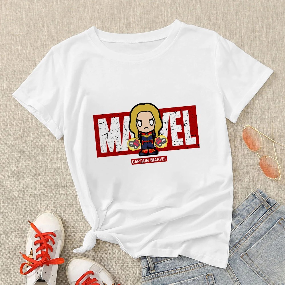 

Captain Marvel T Shirt Women Super Hero Print Cartoon Clothes Fashion Design Unisex Tops Tees Disney Brands Streetwear Female
