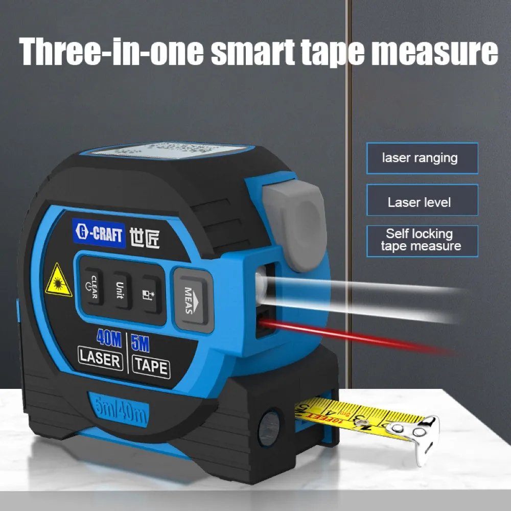 

3 In 1 40/60m Laser Measuring Tape Rangefinder Digital Real-Time Infrared Electronic Steel Distance Meter Angle Measuring Tool