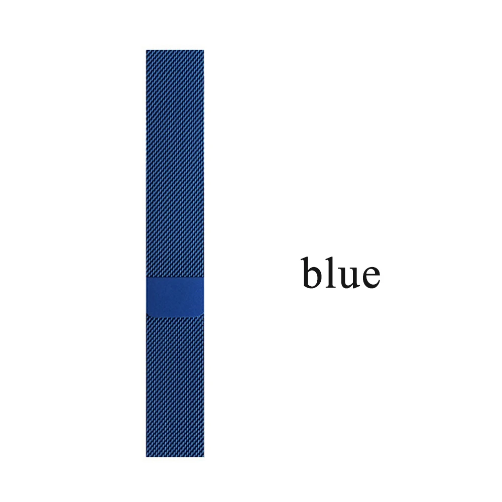 blue Ремешок из нержавеющей стали для Apple watch 38 мм 42 мм Миланская петля браслет на магнитной застежке ремешок 40 мм 44 мм для iWatch серии 5 4 3 2 1 - Цвет ремешка: blue