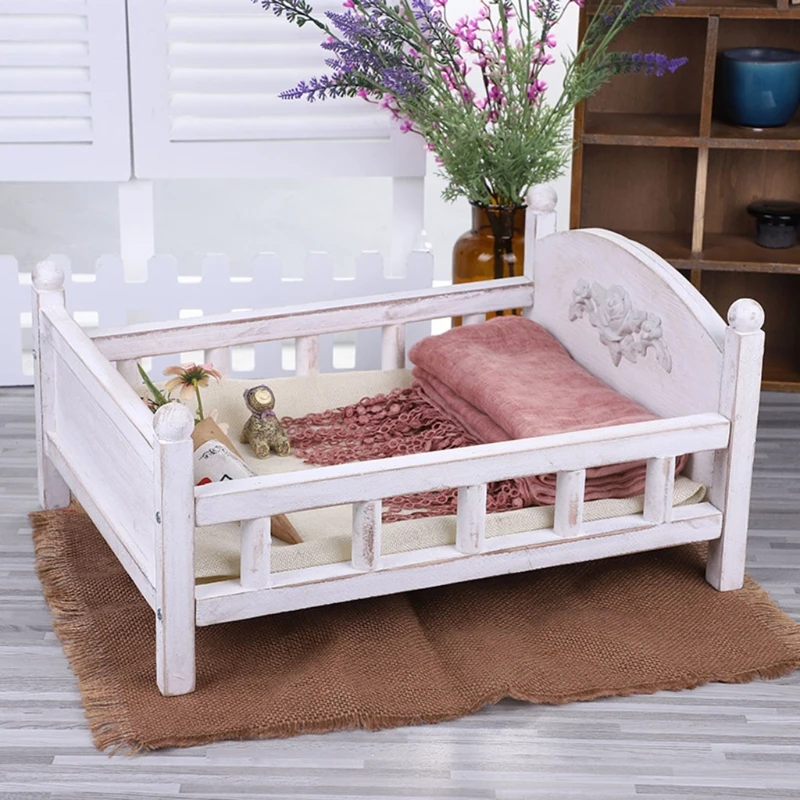 HX5D Newborn Posing Detachable Mini Retro Bed Baby Photo Shooting Props Wooden Crib | Мать и ребенок