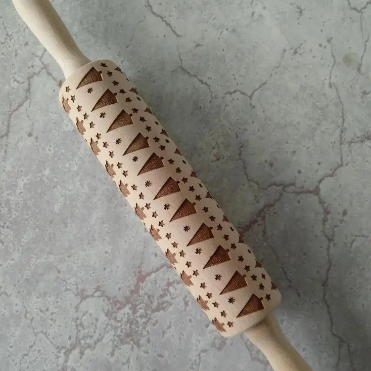 Скалка для тиснения по дереву в форме снежинки лазерная резка изогнутая кухни