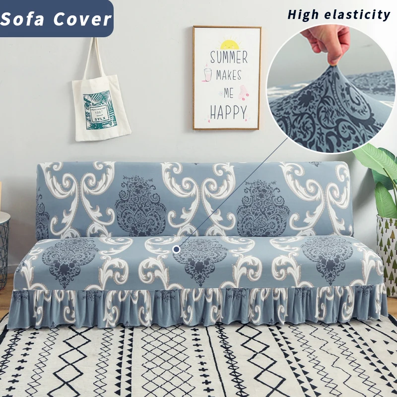 

Luxury All-inclusive High Elastic Sofa Cover European Prints Armless Folding Sofa Bed Couch Cover Protector Stretch Sofa Cover