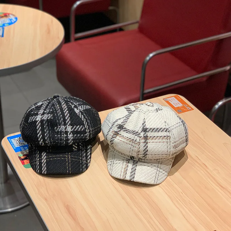 Осенне зимний Ретро берет женский Британский японский западный стиль полосатый