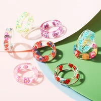 2021 cute woman rings korean fashion gothic accessories personalized summer fruit resin ring girl gift jewelry anillos mujer