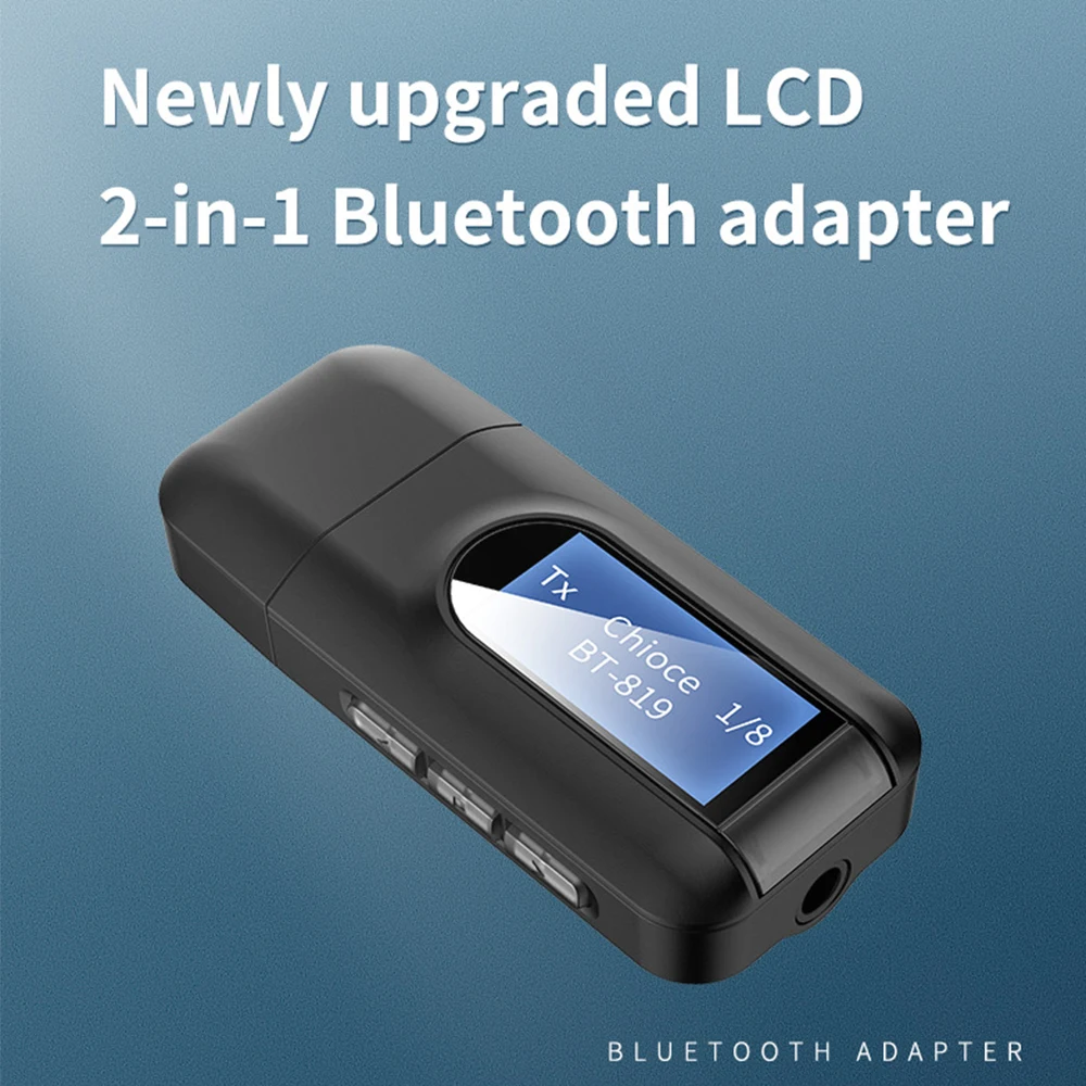 Receptor y transmisor inalámbrico con Bluetooth 5,0, pantalla LCD, adaptador de audio...