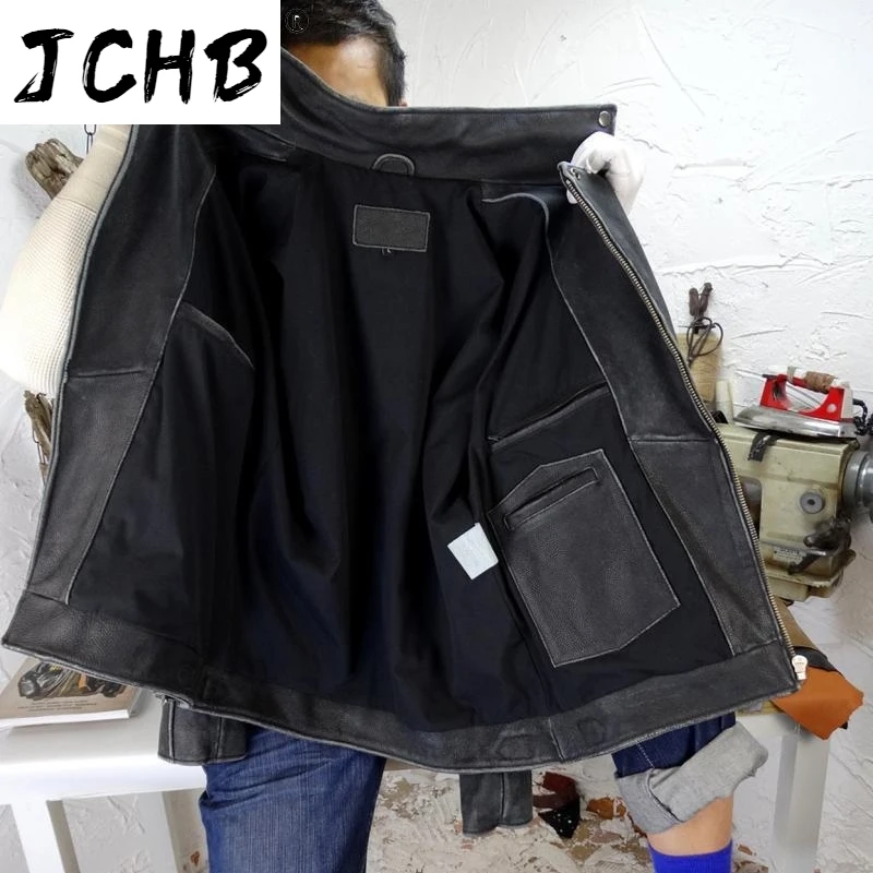 

Motorcycle JCHB Leather Jacket Men Spring 2021 New 100% Real Cowhide Coat Vintage Biker Mens Leather Jackets De Cuero Genuino