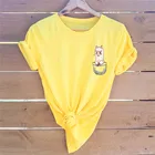 Женская хлопковая футболка с коротким рукавом, круглым вырезом и принтом альпака