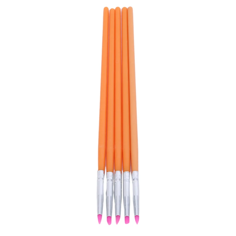 

5Pcs/set Orange Carved Pen Nail Brush Line Painting Pen Acrylic Drawing Brush For Nails Handle Manicure Nail Art Tool