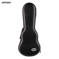 ammoon 24 inches concert ukulele gig bag lightweight hardshell carrying case pu exterior plush lining with shoulder straps