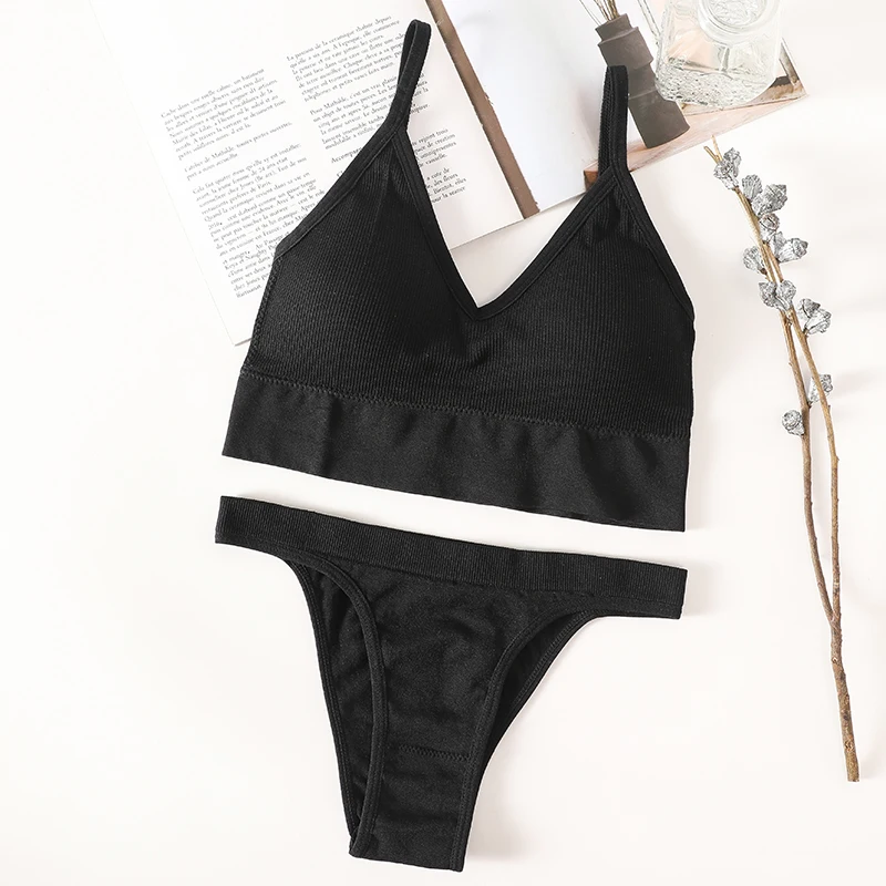 

Seamless Women's Underwear Set Panties Bra Set Sexy G-String Push Up Bra Briefs Thong Sport Female Crop Top Lingerie Set