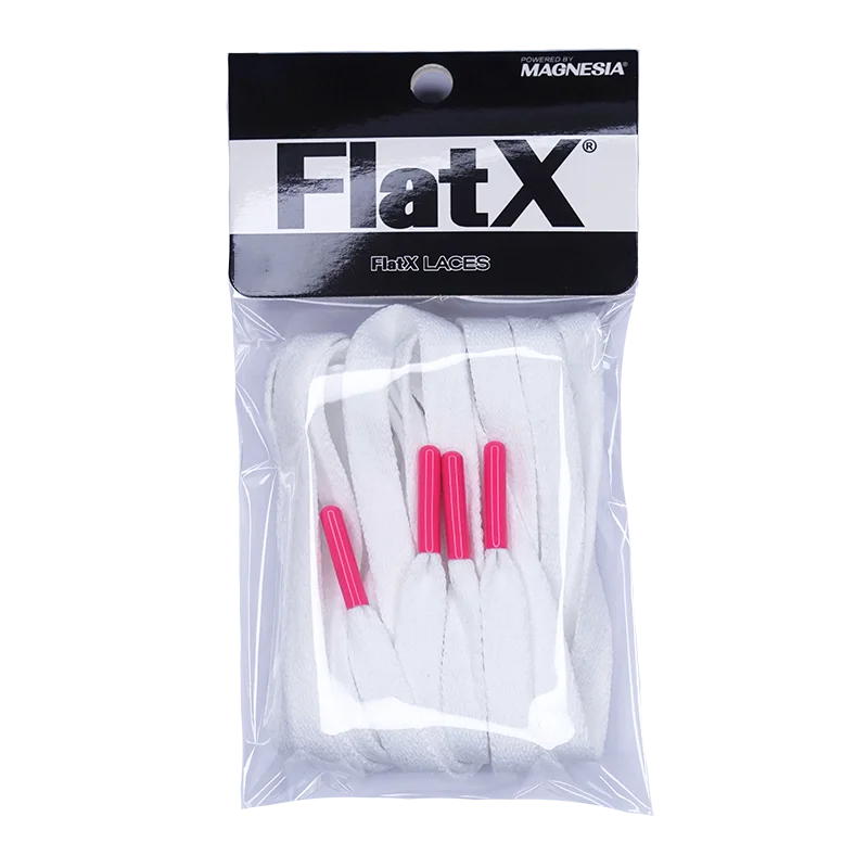 Женские шнурки FlatX 8 мм с металлическими наконечниками Цвет Белый/неоновый