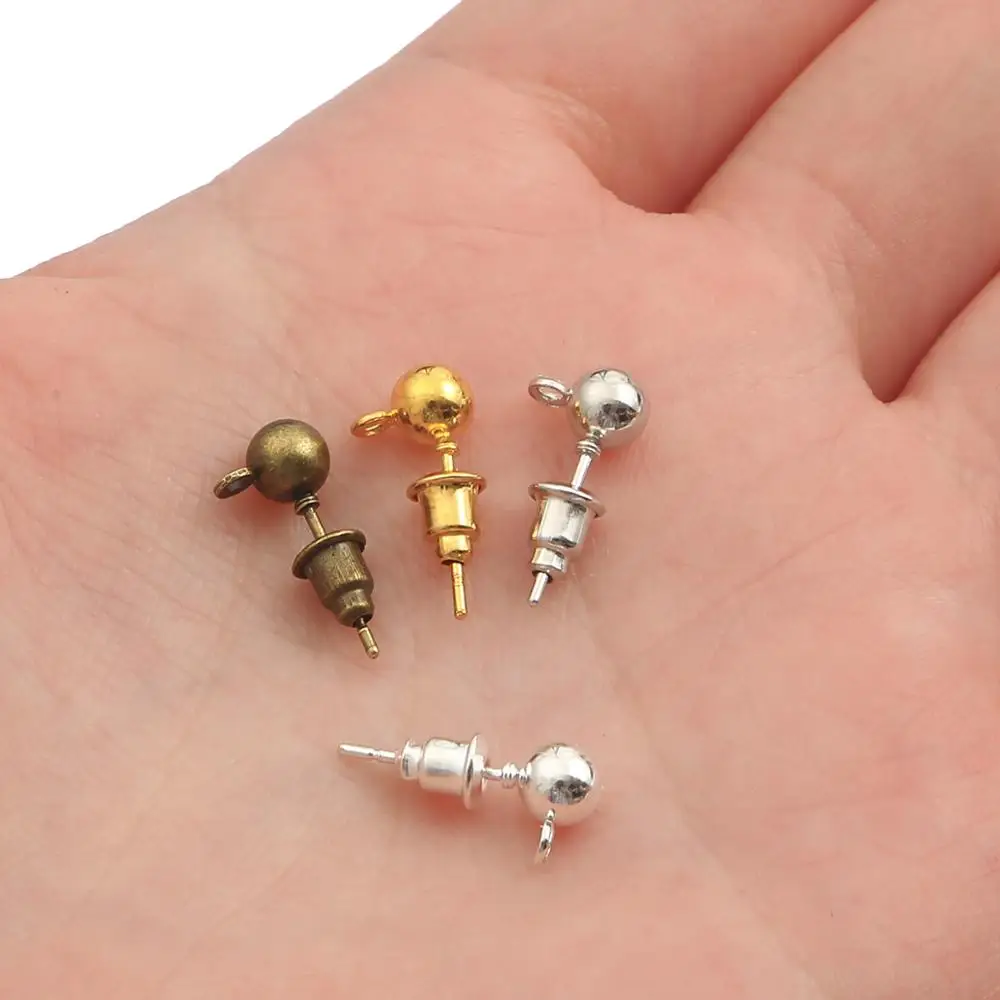 50pcs/lot 3/4/5mm Pin Findings Stud Earring Basic Pins Stoppers Connector For DIY Jewelry Making Accessories Supplies Wholesale | Украшения