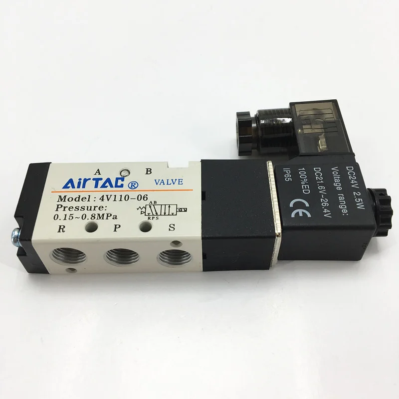 4V110-06 DC24V AC24V соленоидный воздушный клапан 5 портов 2 положения пневматические компоненты электромагнитный клапан 4V Серия - Цвет: 4V110-06 DC24V