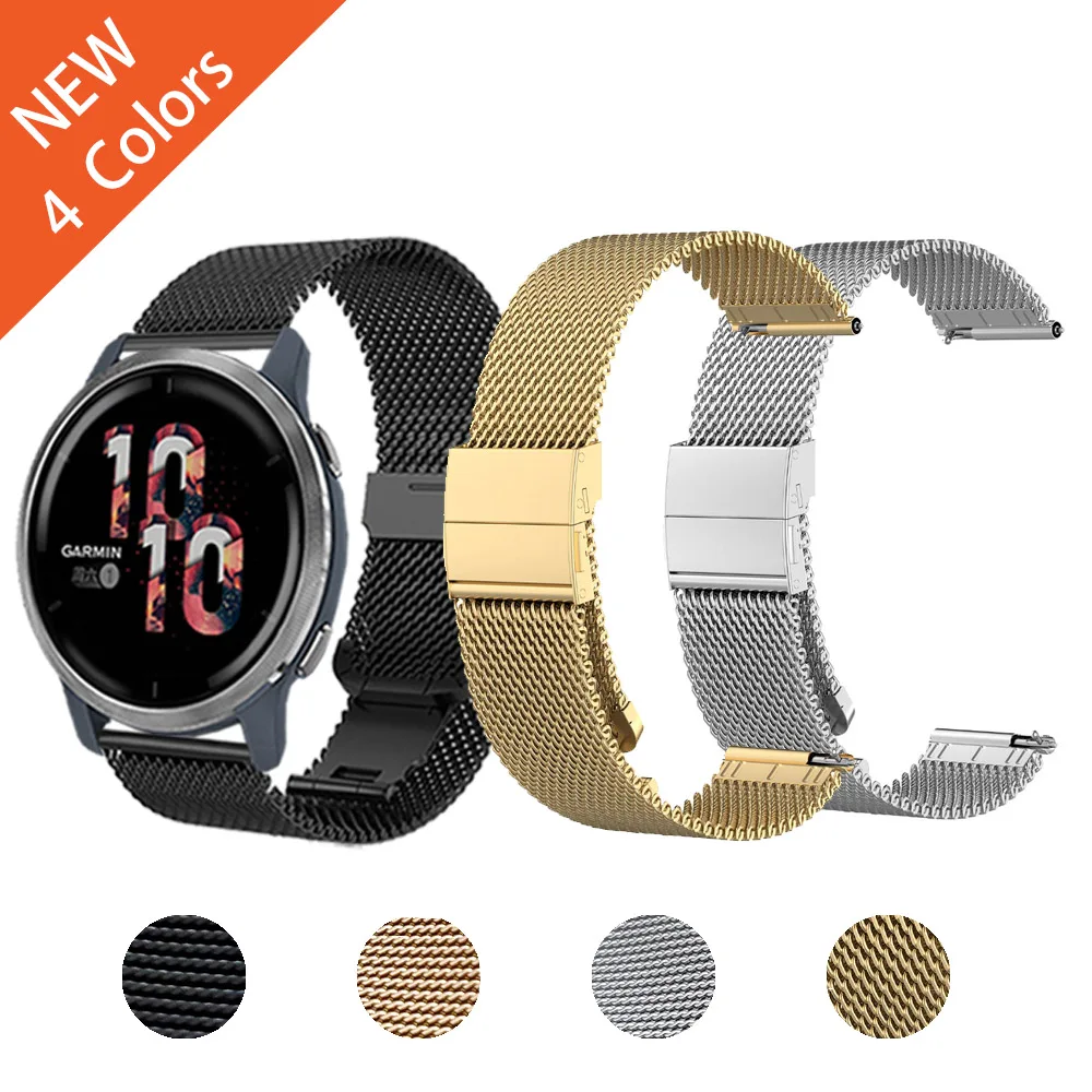 

For Garmin Venu 2 Metal Stainless Steel Mesh Belt Watchband Strap Venu2 / Venu Sq / Vivoactive 3 / 4 45mm Watch Band Bracelet