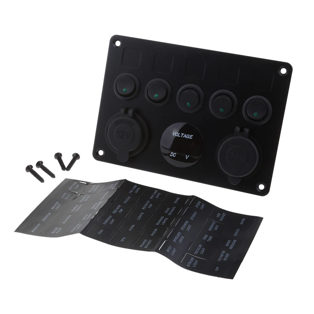 5 банд ВКЛ ВЫКЛ тумблер Многофункциональный зеленый светодиод двойной USB порт