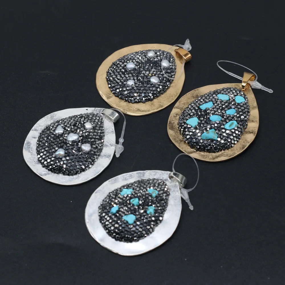 

Trendy Golden&Silver Color Alloy Pendants Reiki Heal Turquoises for DIY Vintage Necklace Earrings Jewelry Making Accessories