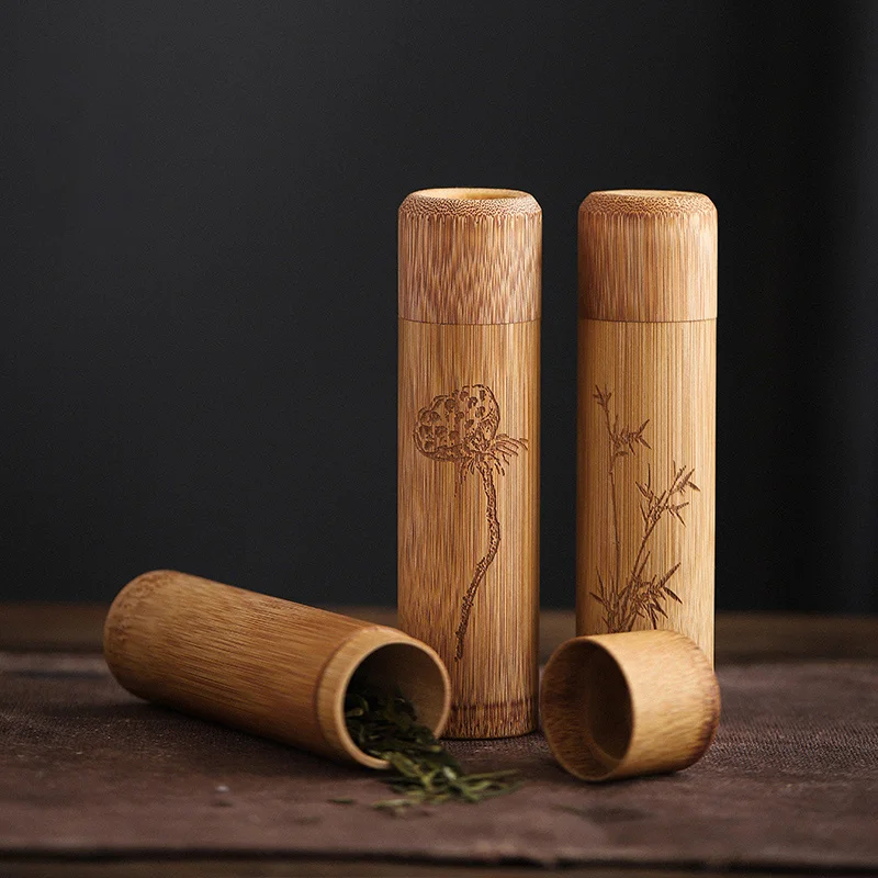 Маленькие бамбуковые керамические чайные кадки мини-канистры для чая или еды