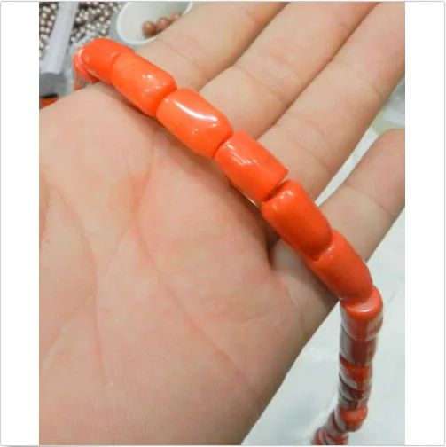 10x15 мм колонна оранжевый розовый коралл ювелирных изделий свободная нитка для