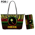 Женский элегантный комплект с ручками и сумочкой FORUDESIGNS, большой топ с принтом традиционного племени Chuuk, роскошная сумка, чехол для денег