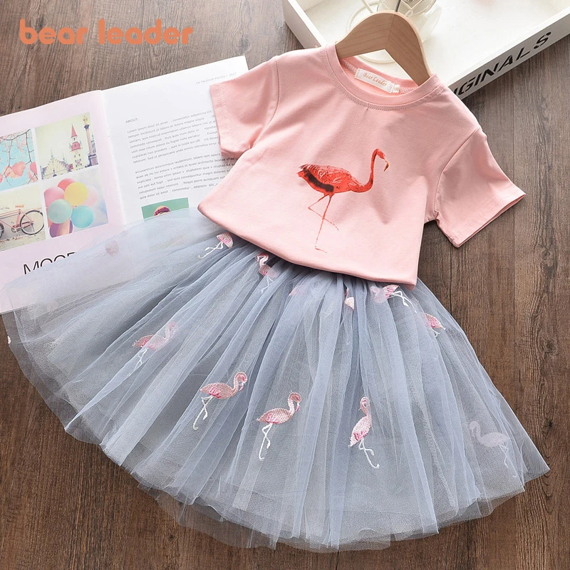 

Bear Leader Girls Dress 2022 Summer Style Girls Clothing Sets Butterfly Sleeve Striped T-shirt+Bow Short Skirt 2Pcs Girls Suits