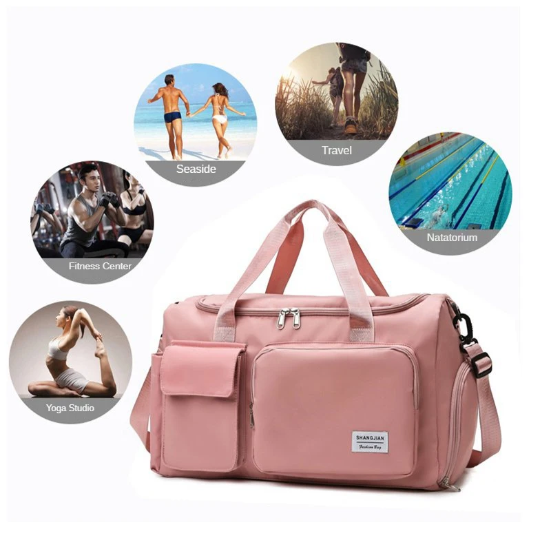 Sports Fitness Bag Women’s Dry Wet Separation Multifunction Yoga Gym Bag Large Capacity Hand Luggage Short Distance Travel Bag