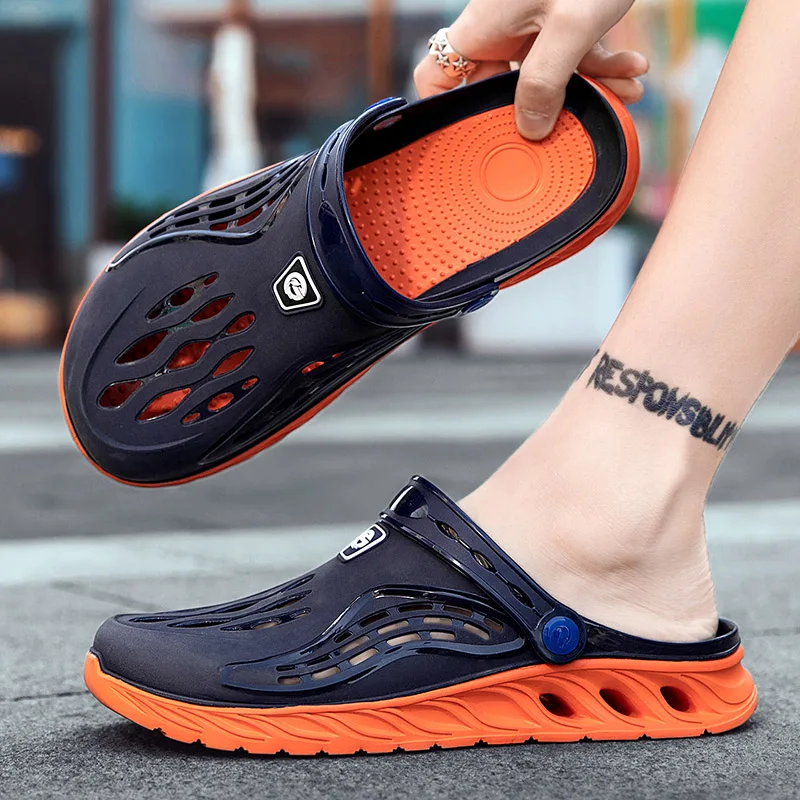 

Large Size 40-45 High-quality Men’s Sandals, Summer Ripped Shoes, Rubber, Men’s Garden Shoes, Beach Flat Sandals, Slippers