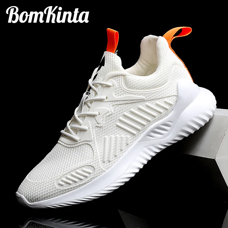 Мужские кроссовки в полоску BomKinta черно белые с нескользящей вулканизированной