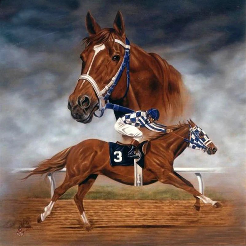 

5D DIY Diamond Painting Full Square/Round Drill "Horse Racing" 3D Rhinestone Embroidery Cross Stitch Gift Home